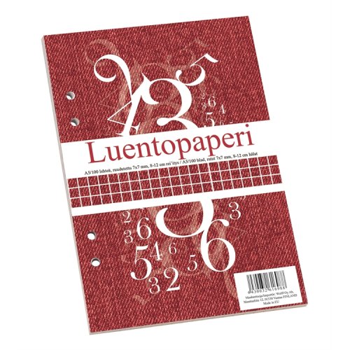 Luentopaperi A5/100 ruudutettu 8-12 reiitys, hinta 0,80€
