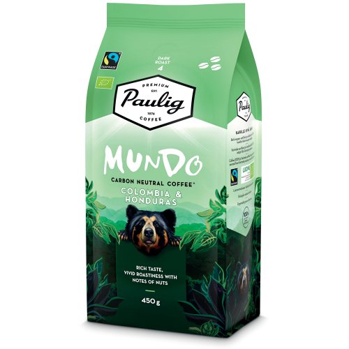 Luomu Kahvipapu Paulig mundo kolumbia & honduras tumma paahto 450g, hinta 13,96€