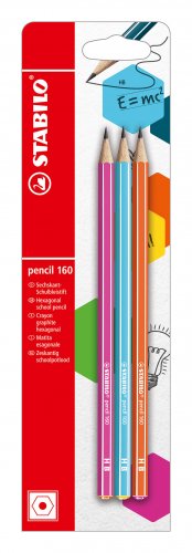 Lyijykynä Stabilo 160 HB 3 kynää: pinkki,sininen,oranssi, hinta 1,32€