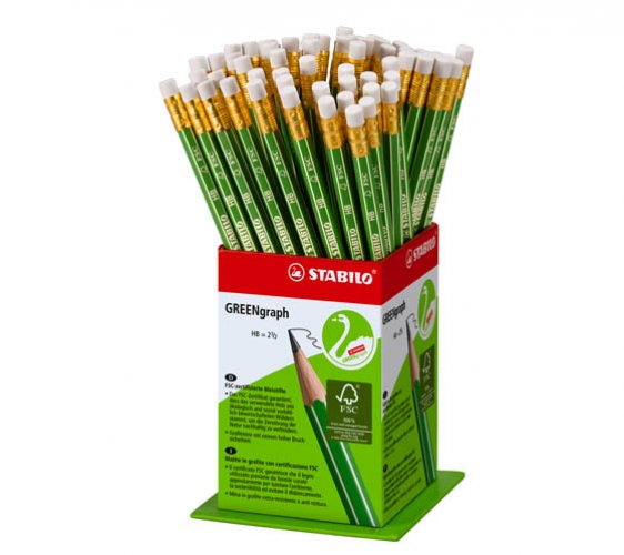 Lyijykynä Stabilo Greengraph HB kumipää 60 kpl, hinta 0,37€