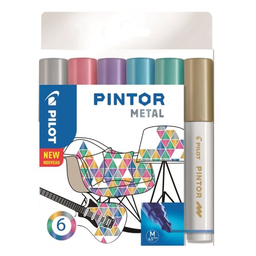 Maalikynä Pilot Pintor Paint Marker medium metallivärit 6kpl, hinta 17,76€
