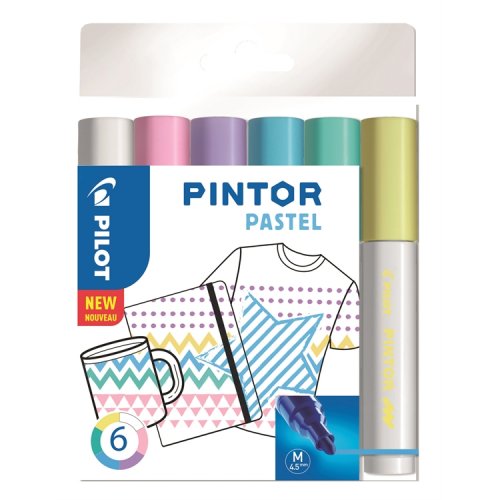Maalikynä Pilot Pintor Paint Marker medium pastellivär 6 kpl, hinta 17,76€