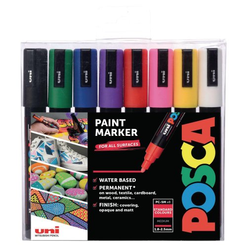 Maalikynä Uni posca pc-5m pyöreä 1-2mm värilajitelma 8kpl, hinta 35,13€