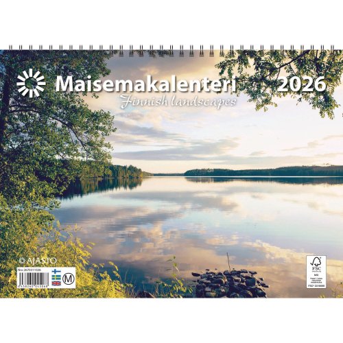 Maisemakalenteri 2026 Ajasto seinäkalenteri 290 x 420mm, hinta 27,26€