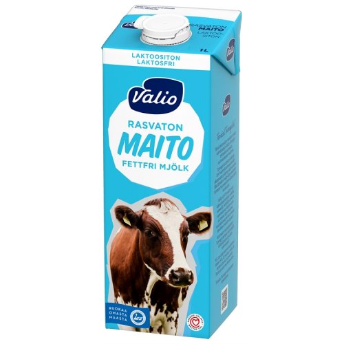 Maito Rasvaton Valio laktoositon UHT 1L, hinta 2,40€