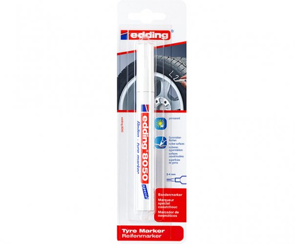 Markkeri Rengastussi Edding 8050 Tyre 2-4 mm valkoinen blister, hinta 4,14€
