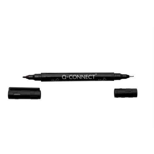 Merkkauskynä Q-CONNECT kaksipäinen 0,4/1mm musta, hinta 0,43€