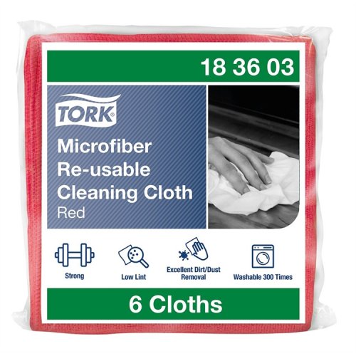 Mikrokuituliina Tork 183603 punainen 6 kpl, hinta 10,86€