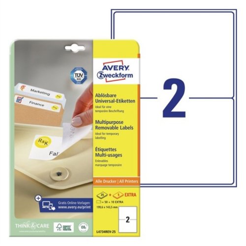 Monikäyttötarra irtoava Avery L4734 199,6 x 143,5 mm /60, hinta 26,92€