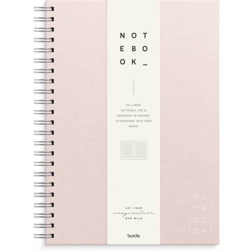 Muistikirja Burde Textile pink kierresidottu viivat A4, hinta 21,39€
