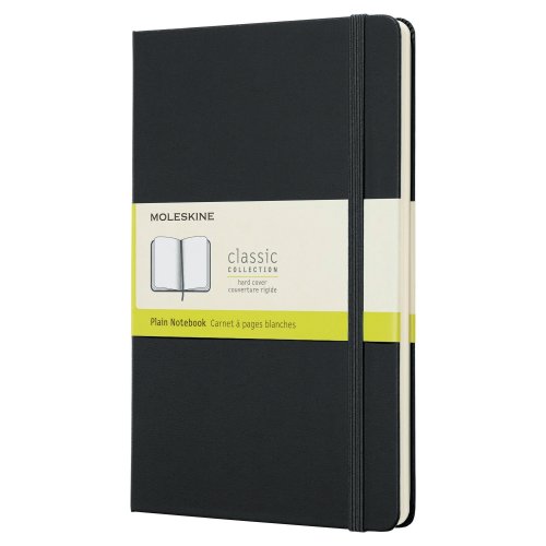 Muistikirja Moleskine kovakantinen 13x21cm blanko musta 240s, hinta 27,48€