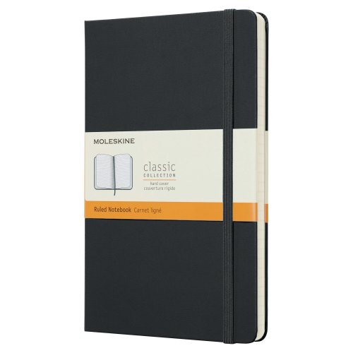 Muistikirja Moleskine kovakantinen 13x21cm viivoitettu musta 240s, hinta 23,80€
