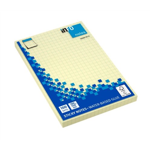 Muistilappu inFO 100x150mm FSC ruudutus keltainen, hinta 1,43€