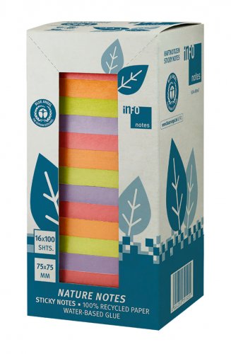 Muistilappu Info Nature Notes 75x75mm värilajitelma 16 kpl, hinta 12,29€