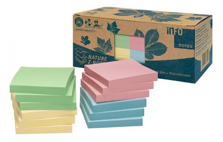 Muistilappu Info Nature Z-Notes 75x75mm värilajitelma 12 kpl, hinta 9,77€