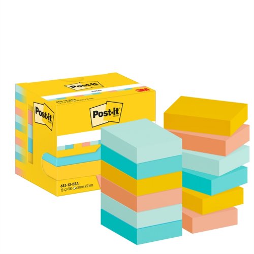 Muistilappu Post-it Beachside värilajitelma 38x51mm 12 kpl, hinta 12,07€