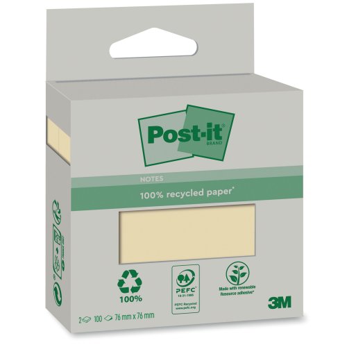 Muistilappu Post-it® eko 76 x 76mm keltainen 2kpl, hinta 3,98€