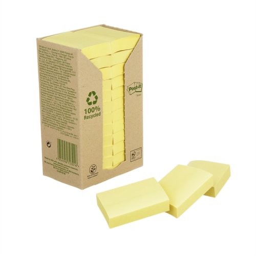 Muistilappu Post-it Recycled 653 38x51mm keltainen 24 kpl, hinta 21,09€