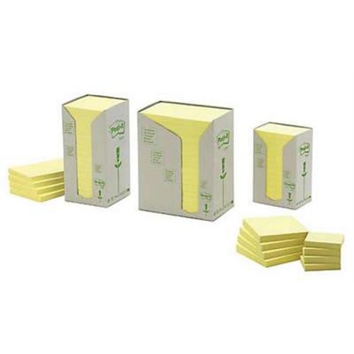 Muistilappu Post-it Recycled 655 76x127mm keltainen 16 kpl, hinta 39,02€