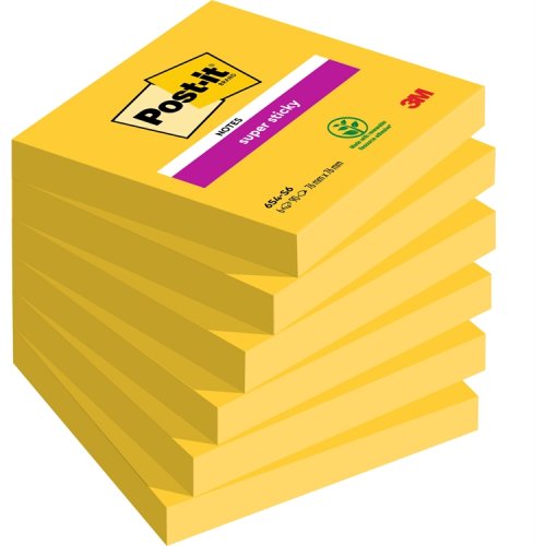 Muistilappu Post-it Super Sticky 76x76mm keltainen 6 kpl, hinta 2,21€