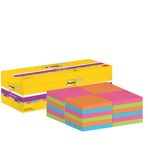 Muistilappu Post-it Super Sticky 76x76mm värilaj 24 kpl, hinta 39,99€