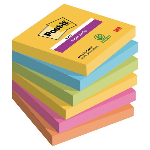 Muistilappu Post-it® super sticky carnival 76 x 76mm 6kpl, hinta 11,53€