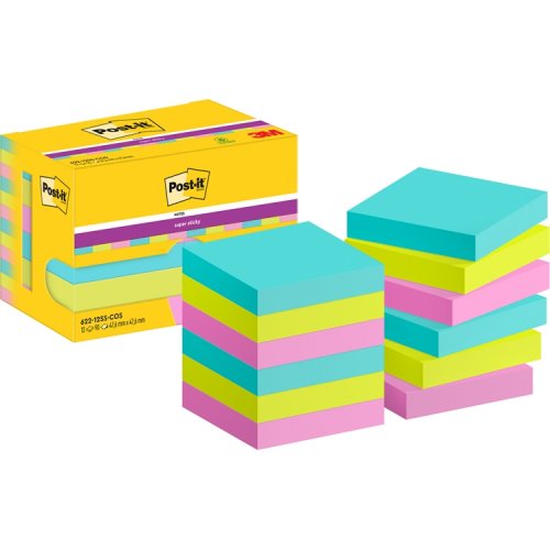 Muistilappu Post-it Super Sticky Cosmic 47x47mm 12 kpl, hinta 15,92€