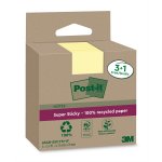 Muistilappu Post-it Super Sticky Eco 76x76mm keltain 4 kpl