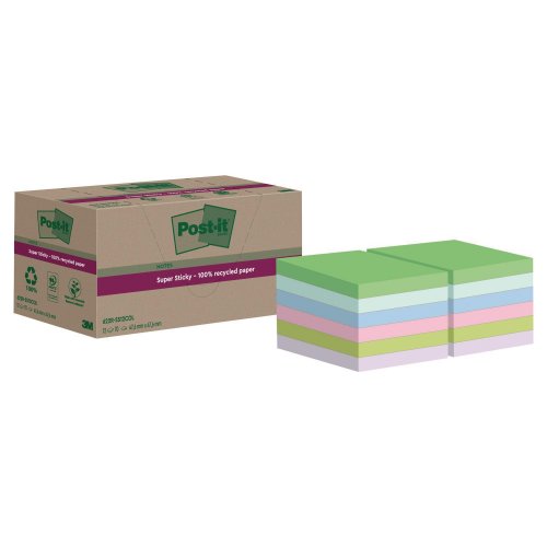 Muistilappu Post-it® super sticky eko 47,6 x 47,6mm lajitelma 12kpl, hinta 12,15€