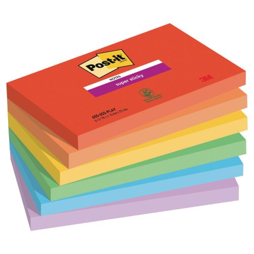 Muistilappu Post-it® super sticky playful 76 x 127 mm, hinta 15,16€