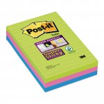 Muistilappu Post-it® super sticky rainbow 101 x 152mm 3kpl