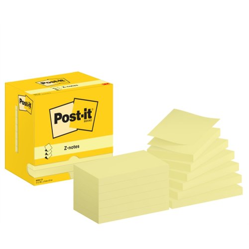 Muistilappu Post-it Z-Notes 76x127mm keltainen 12 kpl, hinta 73,98€