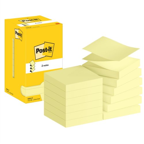 Muistilappu Post-it Z-Notes 76x76mm keltainen 12 kpl, hinta 23,10€