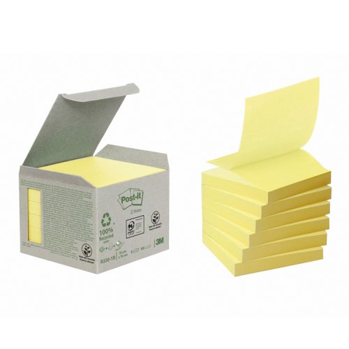 Muistilappu Post-it Z Recycled 76x76mm keltainen 6 kpl, hinta 12,13€