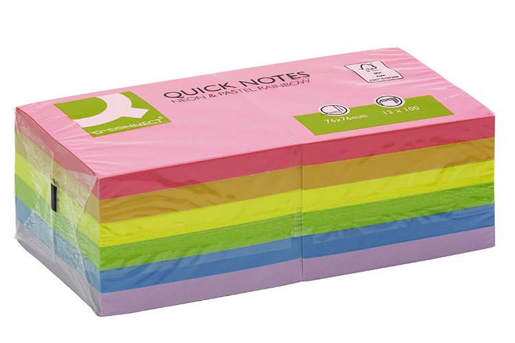 Muistilappu Q-CONNECT 76x76mm FSC 6 väriä/12, hinta 4,95€