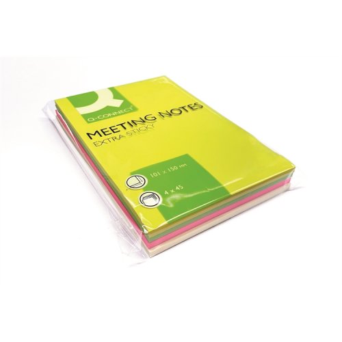 Muistilappu Q-CONNECT Extra Sticky 101x150mm FSC 4 väriä, hinta 4,41€