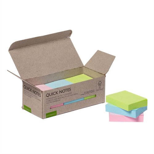 Muistilappu Q-CONNECT Recycled FSC 38x51mm 3 past.väriä /12, hinta 2,63€