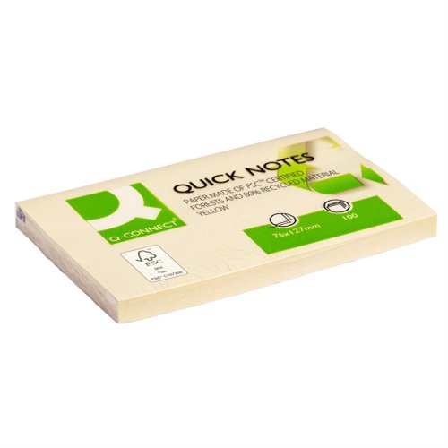 Muistilappu Q-CONNECT Recycled FSC 76x127mm keltainen, hinta 0,66€