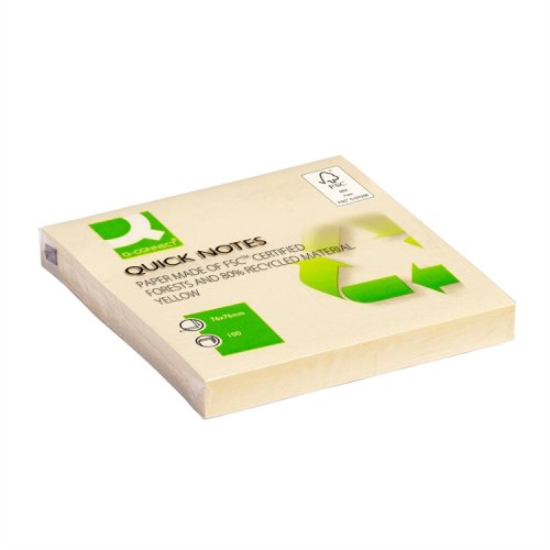 Muistilappu Q-CONNECT Recycled FSC 76x76mm keltainen, hinta 0,40€