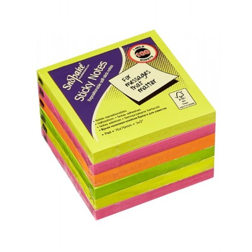 Muistilappu Snopake 76x76mm FSC neonlajitelma /6, hinta 5,80€