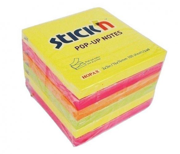 Muistilappu Stickn Pop-Up 76x76mm värilajitelma 6 kpl, hinta 5,77€