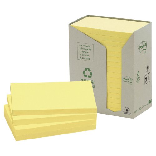 Muistilappu Torni Post-it® eko 76 x 127mm keltainen 16kpl, hinta 32,20€
