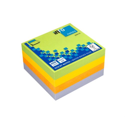 Muistilappukuutio inFO 75x75mm FSC kevätvärit, hinta 3,37€