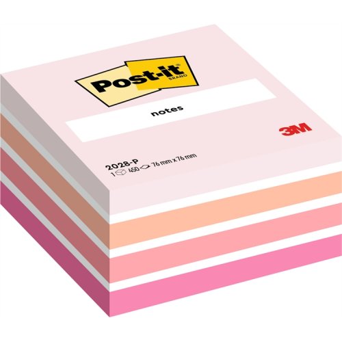Muistilappukuutio Post-it 2028-P pinkit pastellivärit, hinta 8,64€