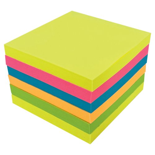 Muistilaput Lyreco zigzag 75 x 75 mm kesän värit 1 kpl=6 nidettä 6kpl, hinta 4,46€