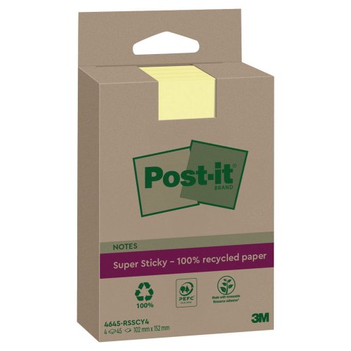 Muistilaput Post-it® super sticky xxl isot 102x152mm, keltainen 4kpl, hinta 8,33€