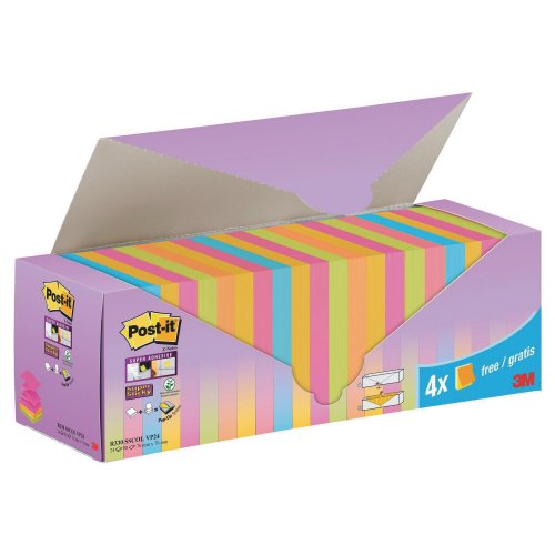 Muistilaput Post-it® z-notes 76 x 76 mm värilajitelma 1 kpl=24 nidettä 24kpl, hinta 40,46€