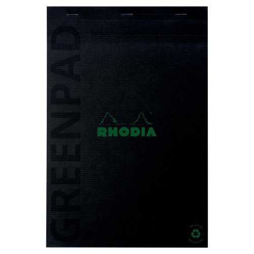 Muistilehtiö Rhodia greenpad nidottu a4/70 viivoilla + marginaali, hinta 6,68€