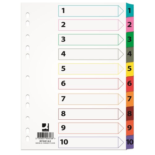 Muovikielivälilehti Q-CONNECT A4 1-10, hinta 0,86€