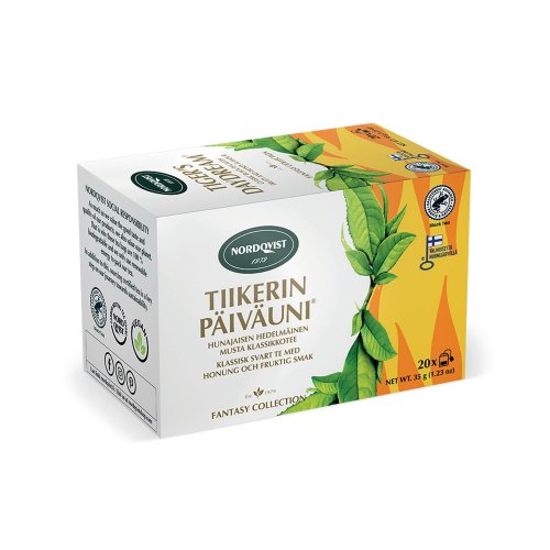 Musta Tee Nordqvist tiikerin päiväuni 20kpl, hinta 3,54€